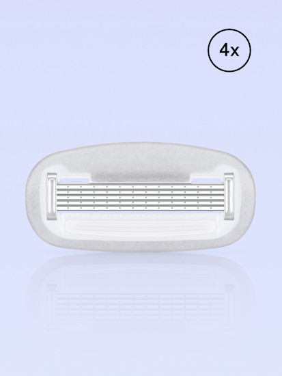 Refill blade with 4x icon on a light periwinkle background