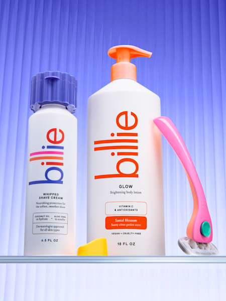 glow body lotion with whipped shave cream and malibu razor handle