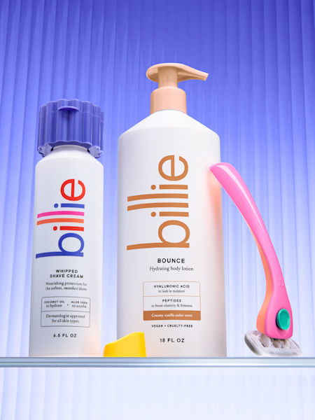bounce body lotion with whipped shave cream and malibu razor handle